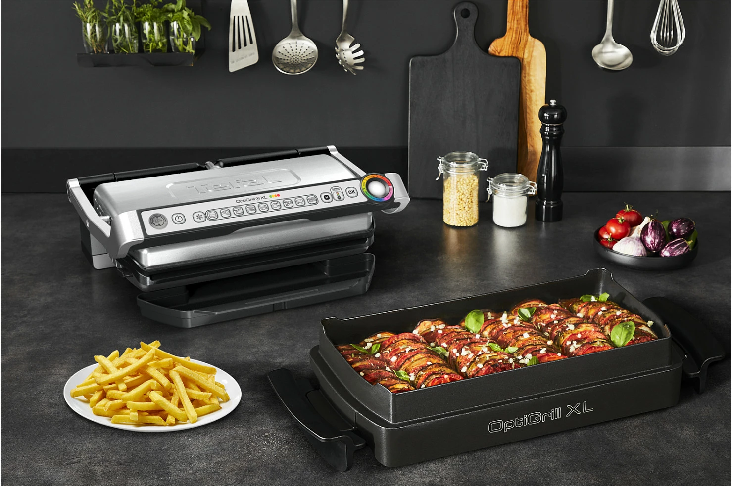 Tavë pjekjeje Tefal XA7278, për OptiGrill XL, drejtkëndëshe, e zezë