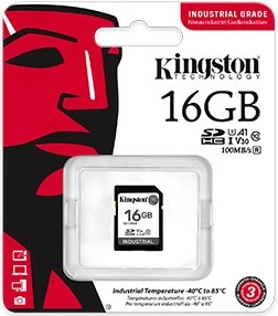 Kartë memorie SD industriale, Kingston, SDIT/16GB, 16GB SDHC UHS-I U3 V30 A1 pSLC, deri 100MB/s leximi 80MB/s shkrimi, -40°C–85°C
