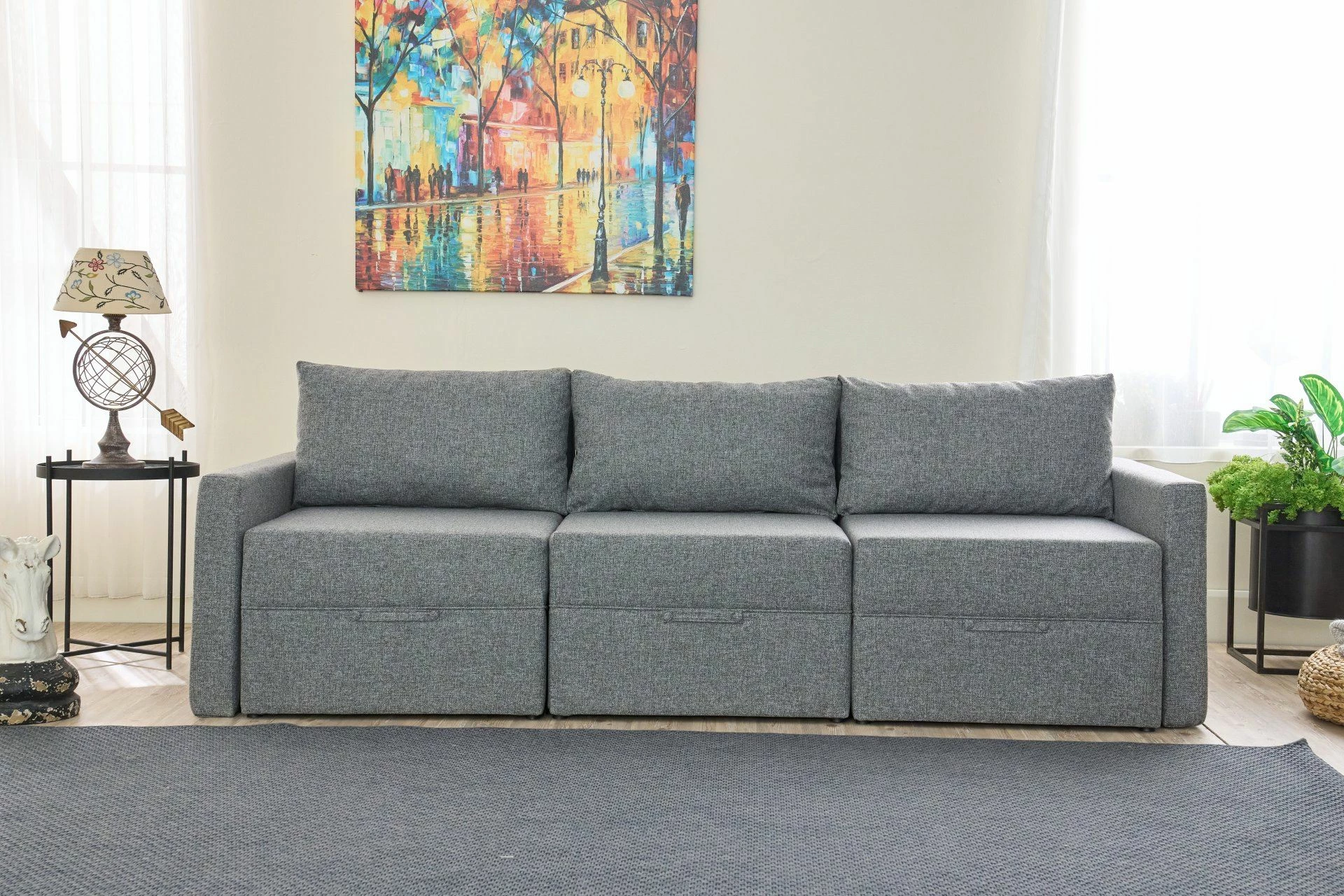 Divan-krevat treshe, Atelier del Sofa, Saros, gri