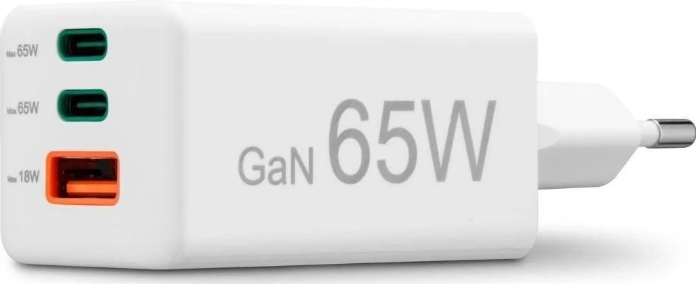 Karikues Hama mini GaN 65W PD/QC 2x USB-C, 1x USB-A, bardhë