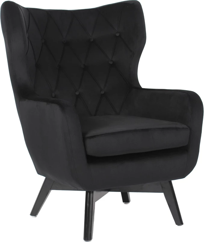 Fotel Salina, kadife e zezë, 75x83x103 cm