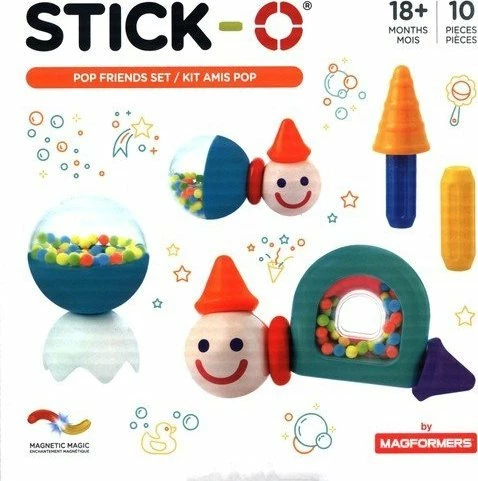 Set blloqe magnetike Magformers Stick-O Friends With Rattles, 10 copë
