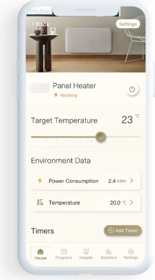 Radiator panel konvektor smart WiFi MILL Invisible PA1300WIFI4 1300W, çelik, i bardhë