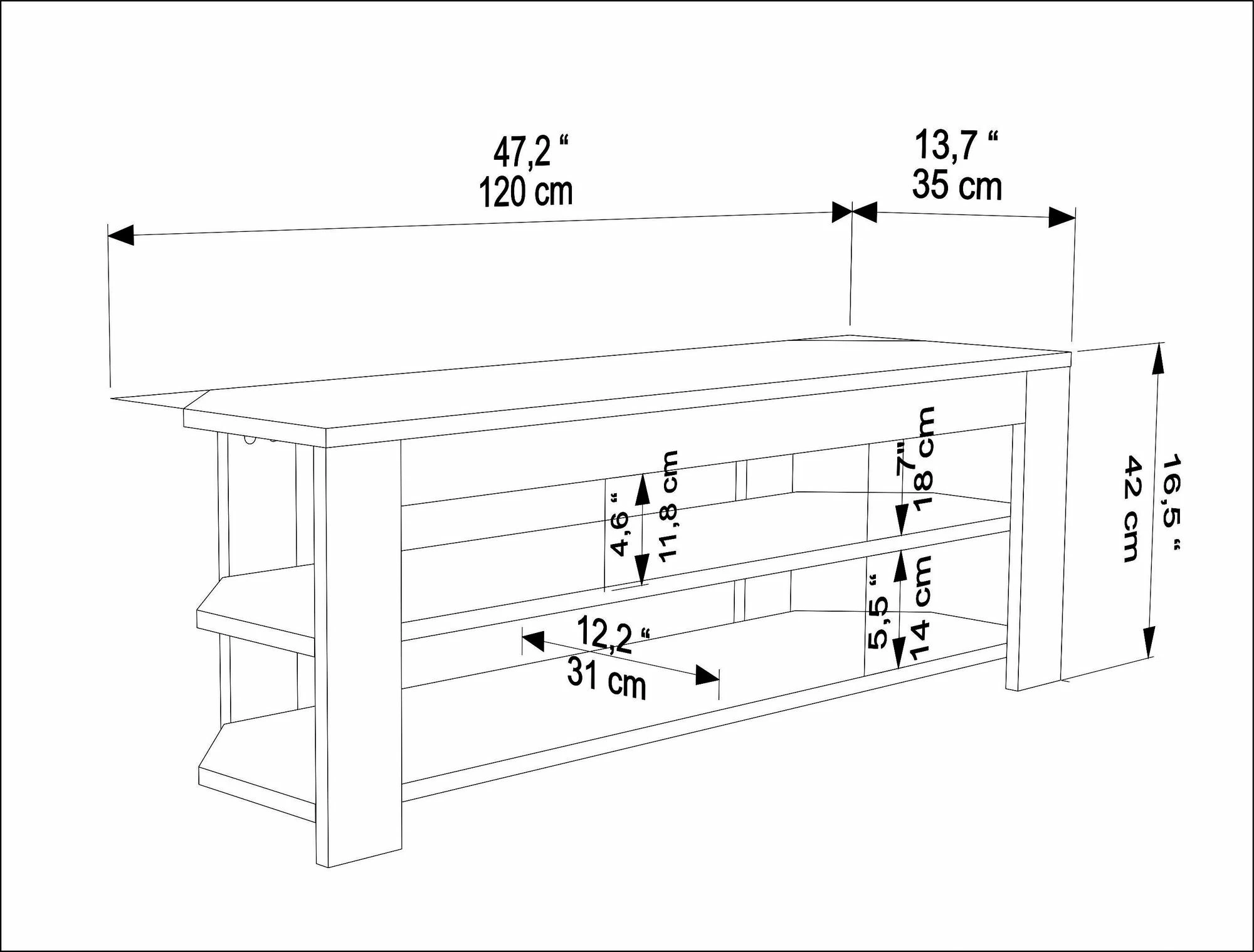 Komodë TV Skye Decor, ngjyrë travertin, Rita