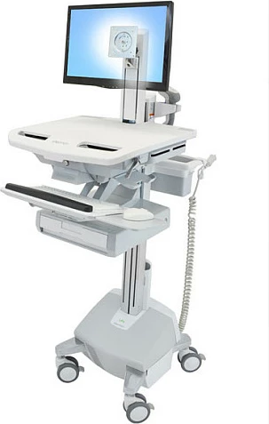 Karrocë multimedia Ergotron StyleView, për monitor 22", VESA 75x75/100x100, 15 kg, me karikues dhe sirtar me kyçje, gri/bardhë