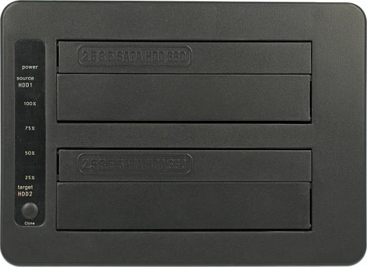 Docking stacion DeLOCK 63957 për HDD/SSD SATA, USB-C 3.2 Gen 2, klonim, 2.5/3.5", e zezë