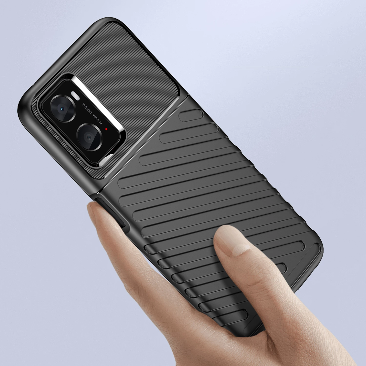 Mbështjellës Thunder Case për celular Hurtel, për Oppo A76 / Oppo A36 / Realme 9i, i zi