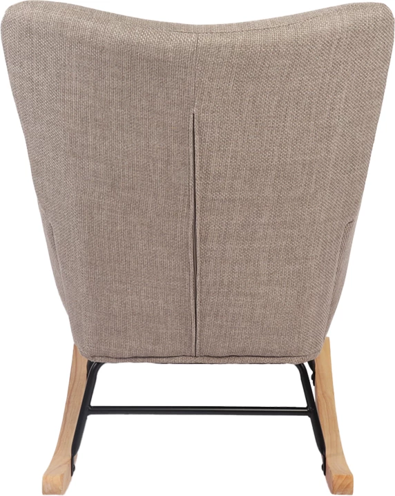 Karrige lëkundëse Jianna, stof gri-bezhë, këmbë ngjyrë natyrale, 79x64x89cm