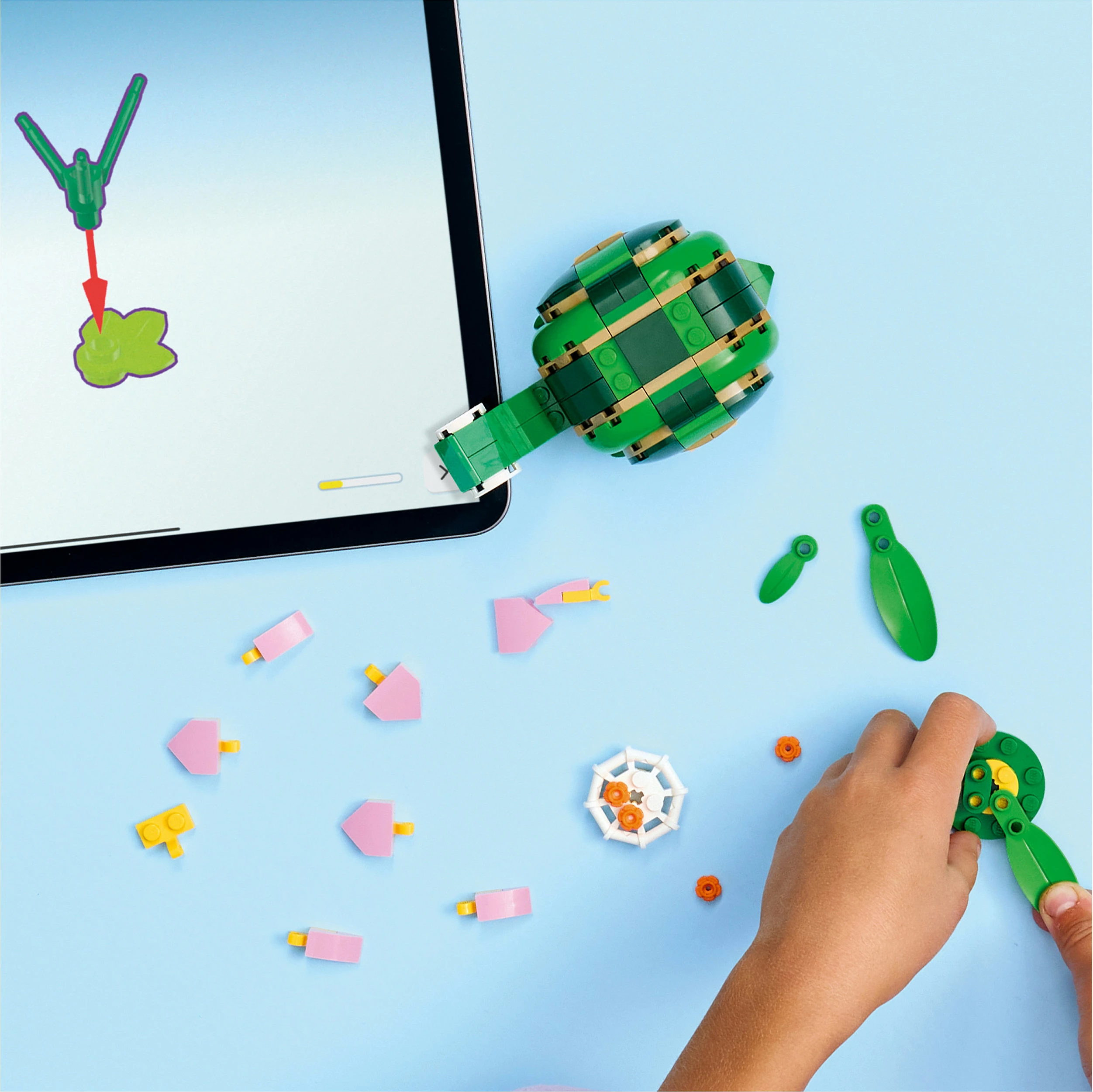 Set ndërtimi LEGO Creator 3-në-1 31377 Breshkë me zambak uji, 124 pjesë, shumëngjyrësh