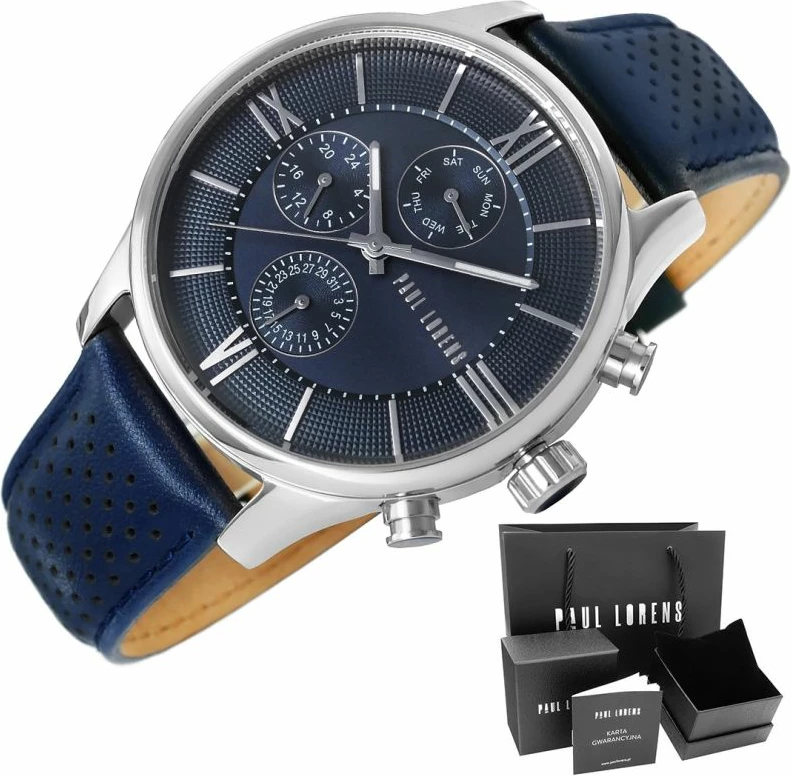 Orë dore për meshkuj Paul Lorens, argjendtë e kaltër