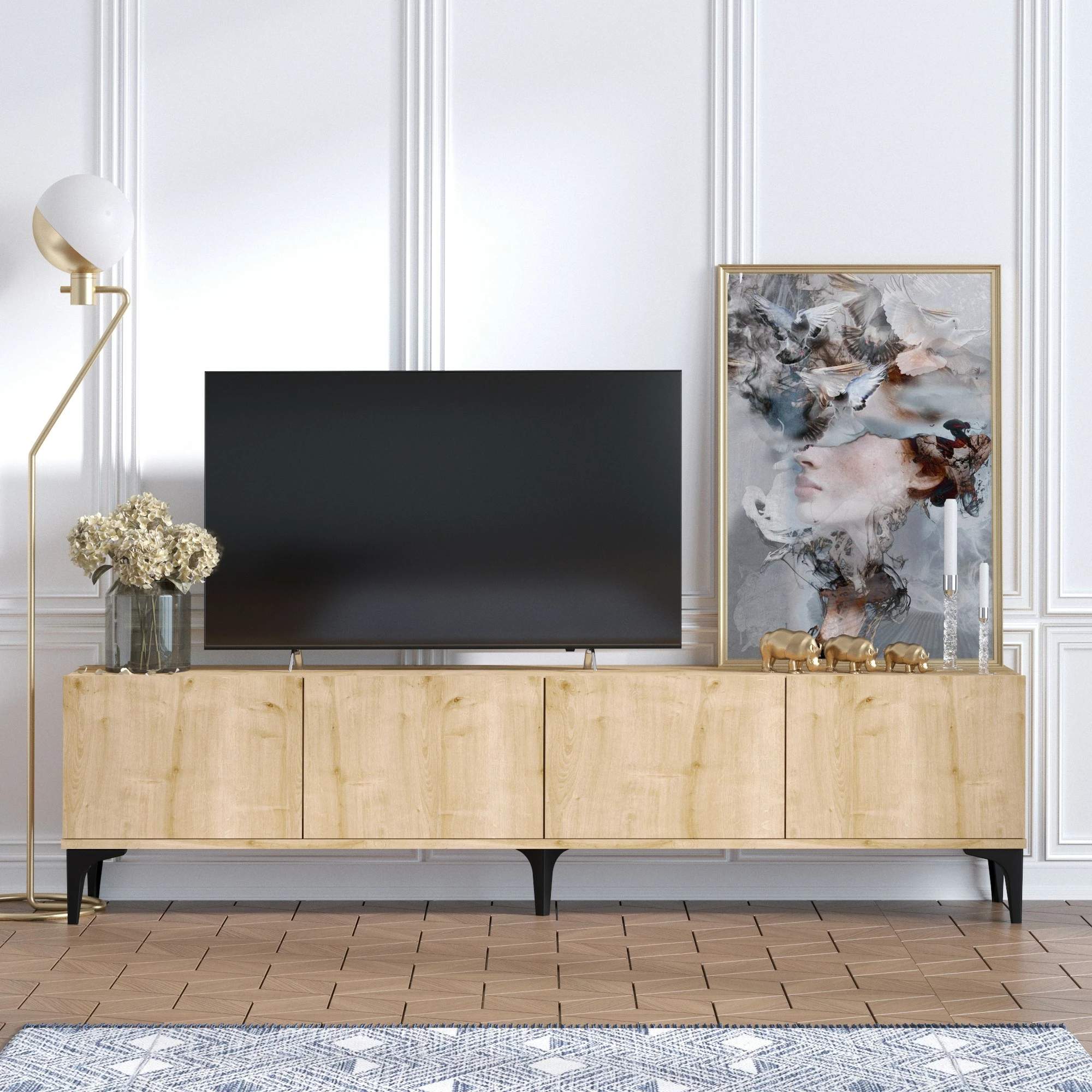 Komodë TV Hanah Home, Nora, ngjyrë lisi safir
