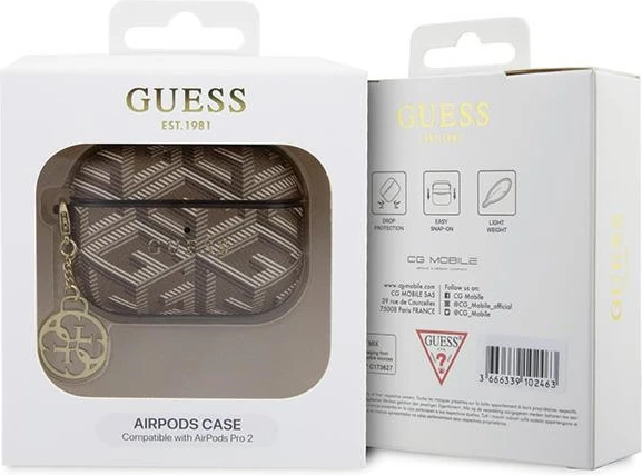 Mbështjellës Guess GCube Charm për AirPods Pro 2, kafe