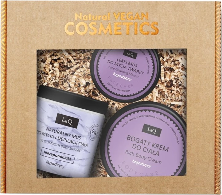 Set për kujdes trupit e fytyrës për femra LaQ Forget-me-not, 100g+200ml+40g