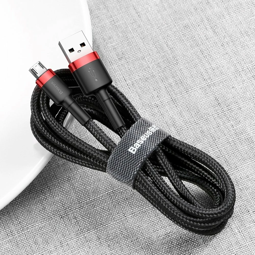Kabllo Baseus Cafule, USB në micro USB, 3m, 2A, e zezë-kuqe