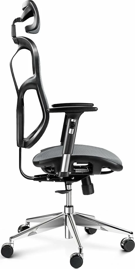 Karrige zyre Diablo Chairs V-Basic, me rrota dhe mbështetëse krahu, e zezë/gri