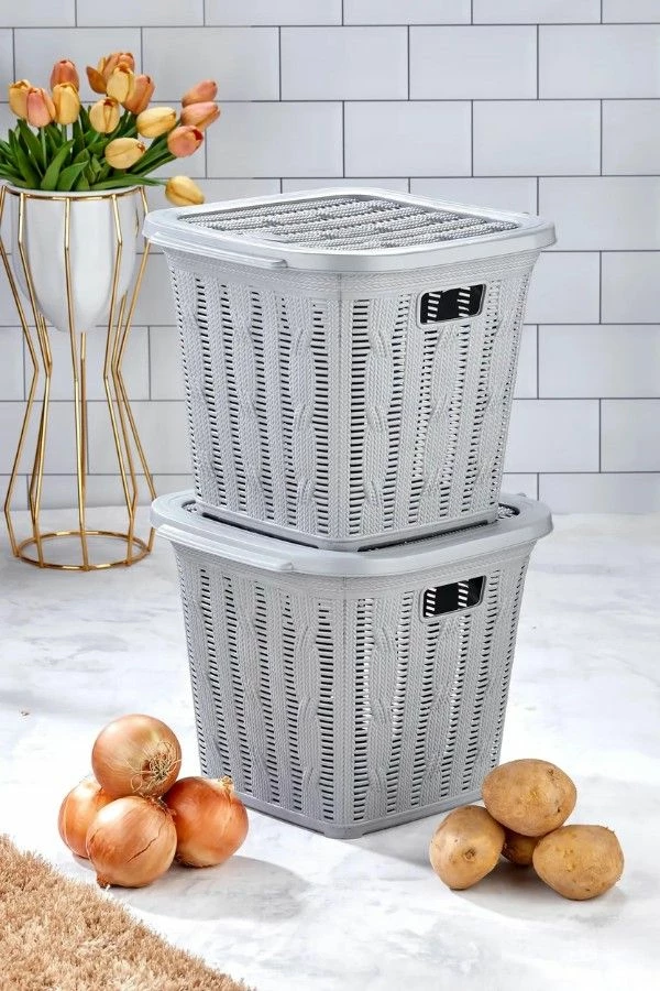 Set shporta për rroba, ngjyrë gri, Mijölnir, PZR-070 (2 copë)