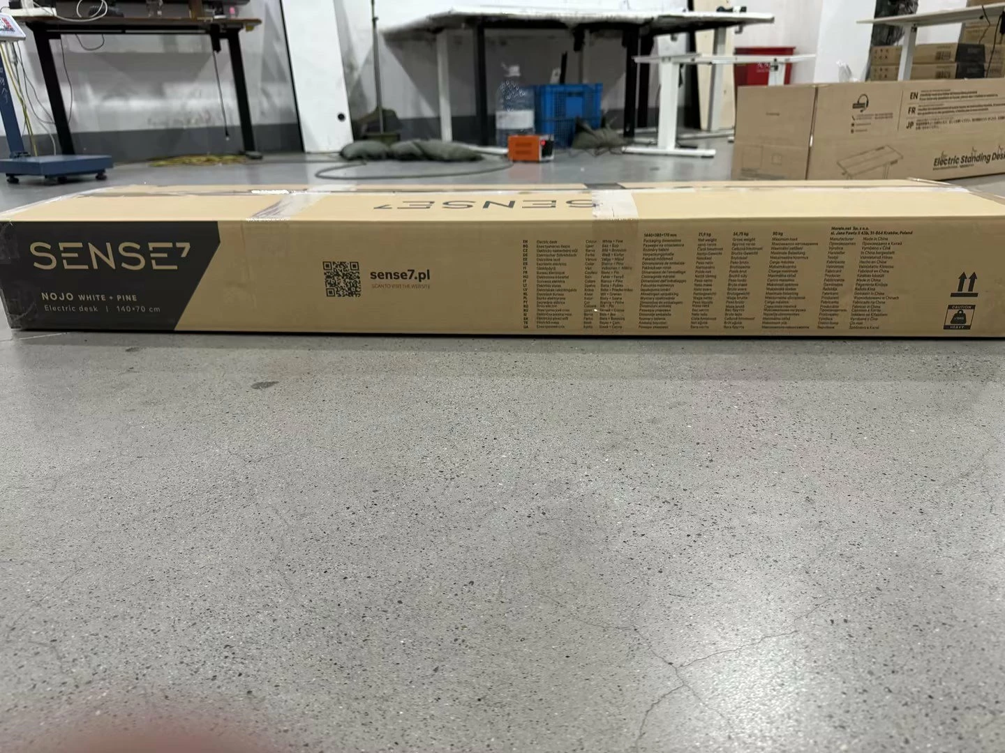 Tavolinë elektrike gaming/zyre SENSE7 NOJO 140x70 cm, rregullim lartësie 72-118 cm, pishë e bardhë