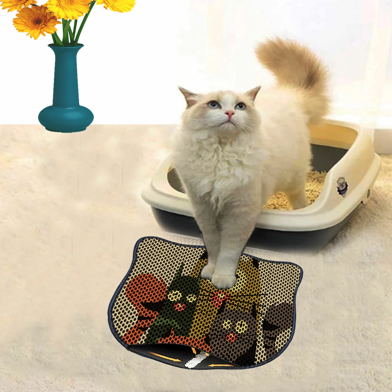 Tapet për rërë mace, shumëngjyrësh, Paws & Whiskers, Kdkafa0094, 40x50cm