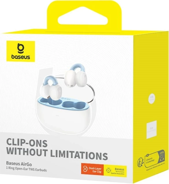 Kufje Baseus AirGo 1 Ring, True Wireless Stereo, Bluetooth, Bardhë
