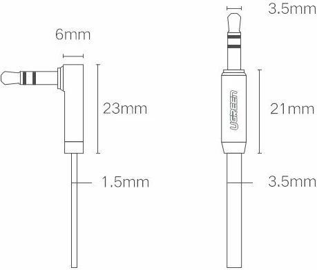Kabllo audio AUX Ugreen AV119 10596, 0.5m, mini jack 3.5mm, e zezë