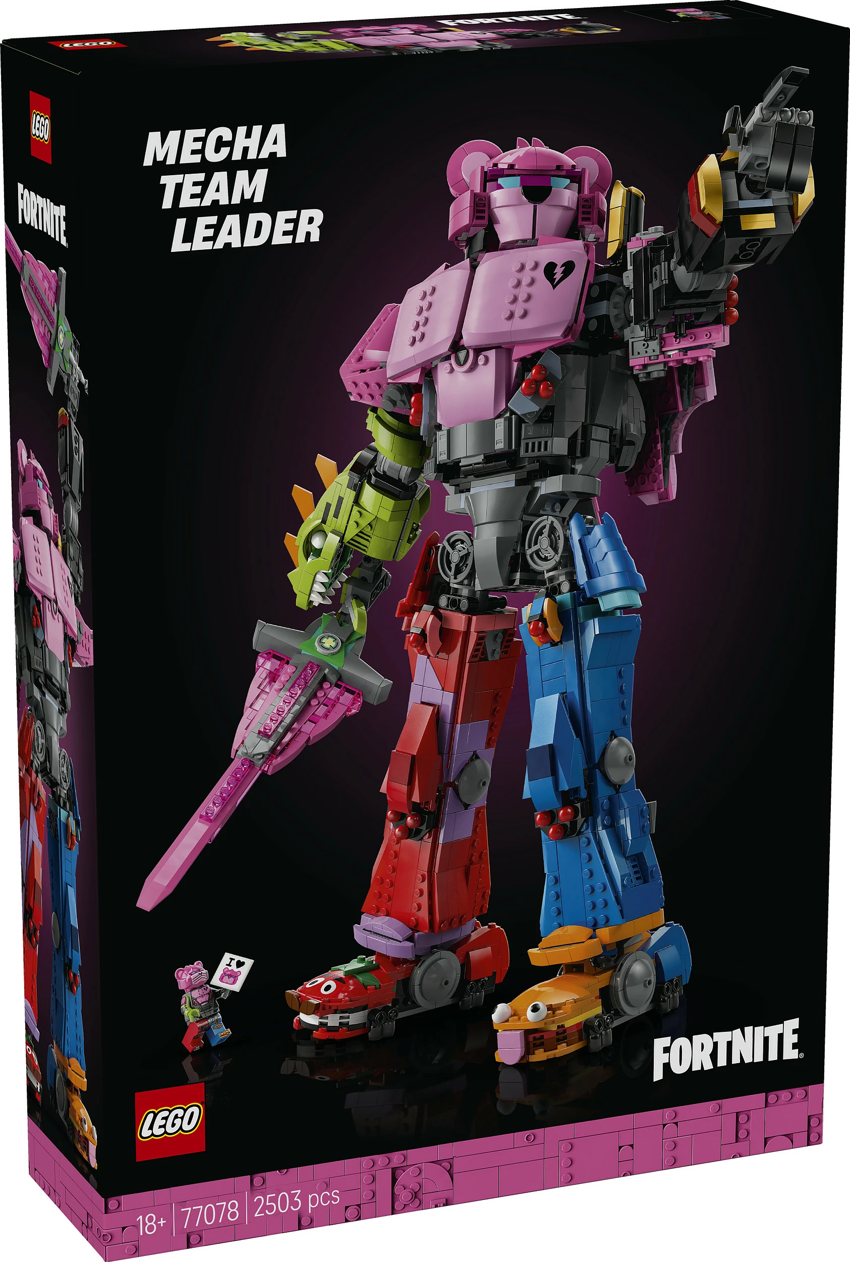 Set ndërtimi LEGO Fortnite Mecha Team Leader 77078, 2503 copë, figurë mech 45 cm, multikolor