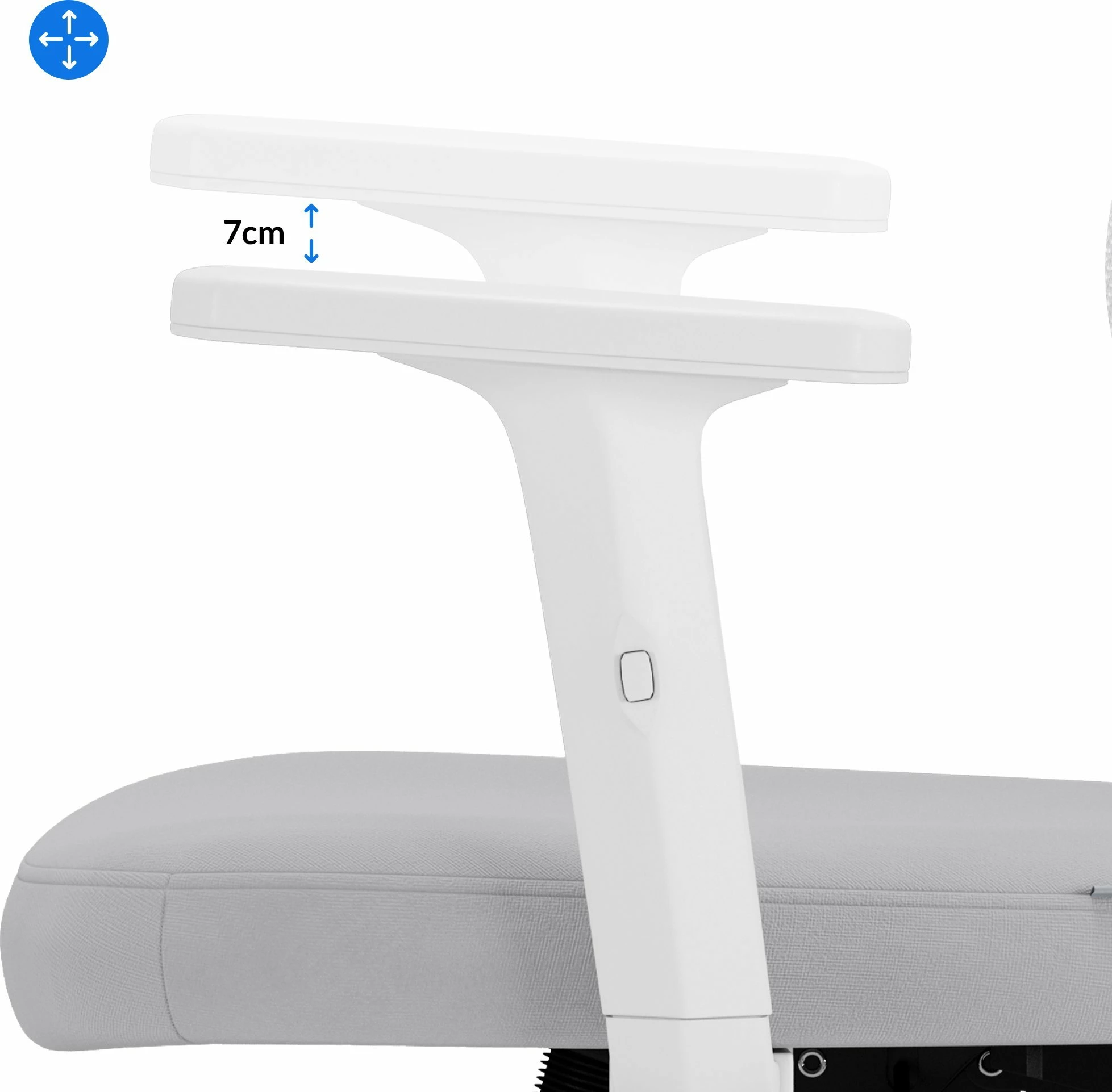 Karrige zyre SENSE7 Veno, me rrjetë ventilimi, mbështetëse qafe, rregullim lartësie 44-54 cm, me rrota, e bardhë