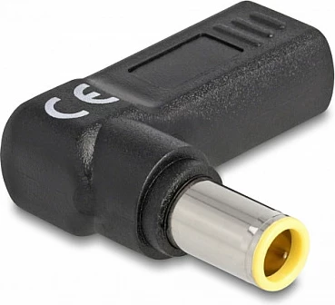 Adapter karikimi laptopi DeLOCK USB-C (female) në IBM 7.9x5.5mm (male), 90°, 3A, i zi
