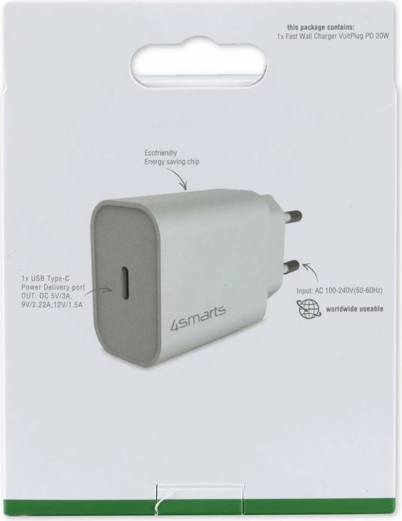 Karikues USB 4smarts 465575, 20W, i bardhë