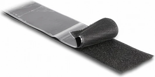 Shirit Velcro DeLOCK Heavy-duty, 15 m x 50 mm, vetë-ngjitës, i zi