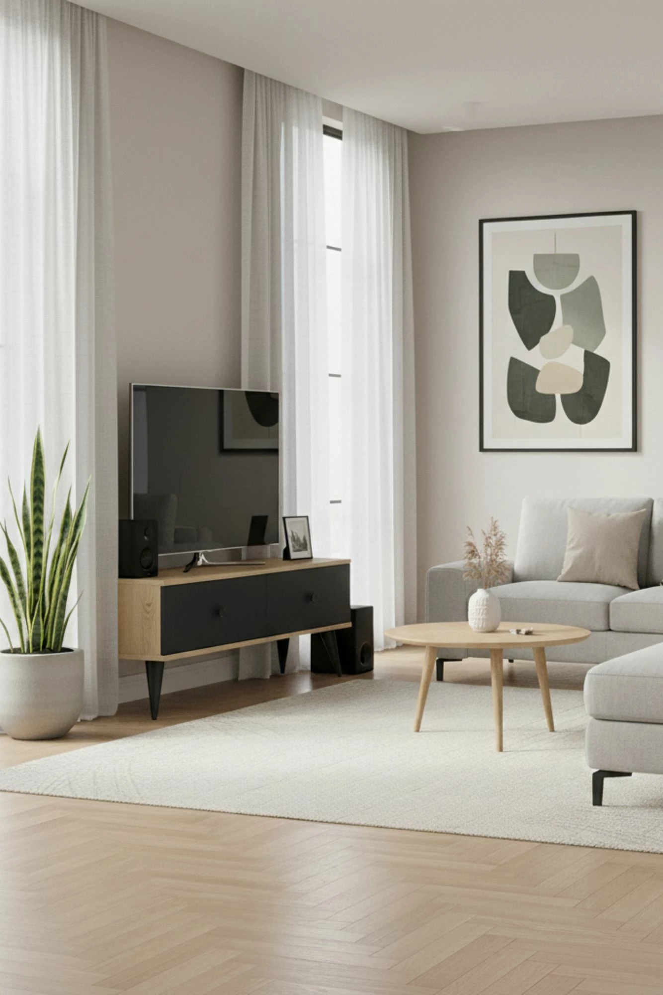 Komodë TV Skye Decor Mona 120, ngjyrë lis safir, antracit