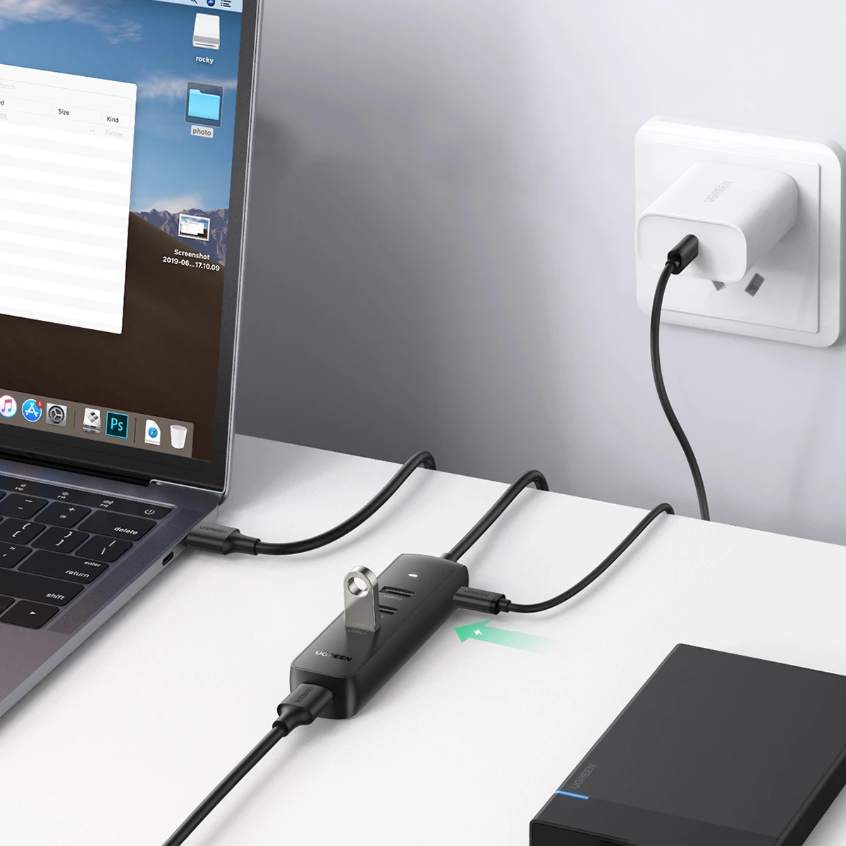 HUB USB Ugreen CM416 80657, 4x USB 3.2 Gen 1, 1m, i zi