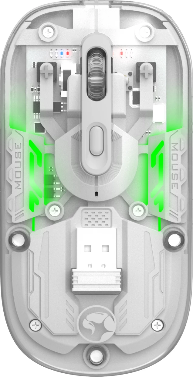 Maus Marvo M808W Prism 20W wireless, 2.4GHz/Bluetooth, RGB, bateri 400mAh, transparent