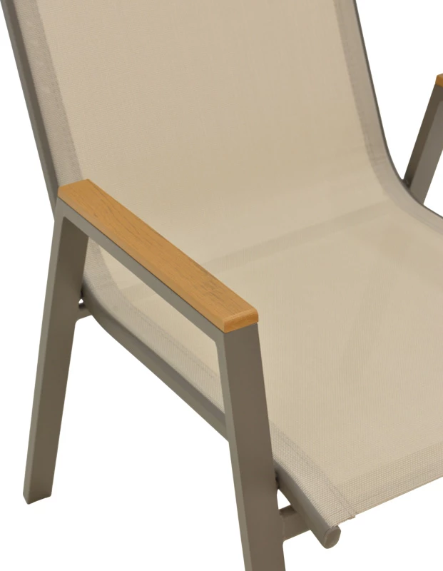 Karrige kopshti Azelie, alumin, tekstilene, ngjyrë gri e çelët- shampanjë, 56x75x88cm