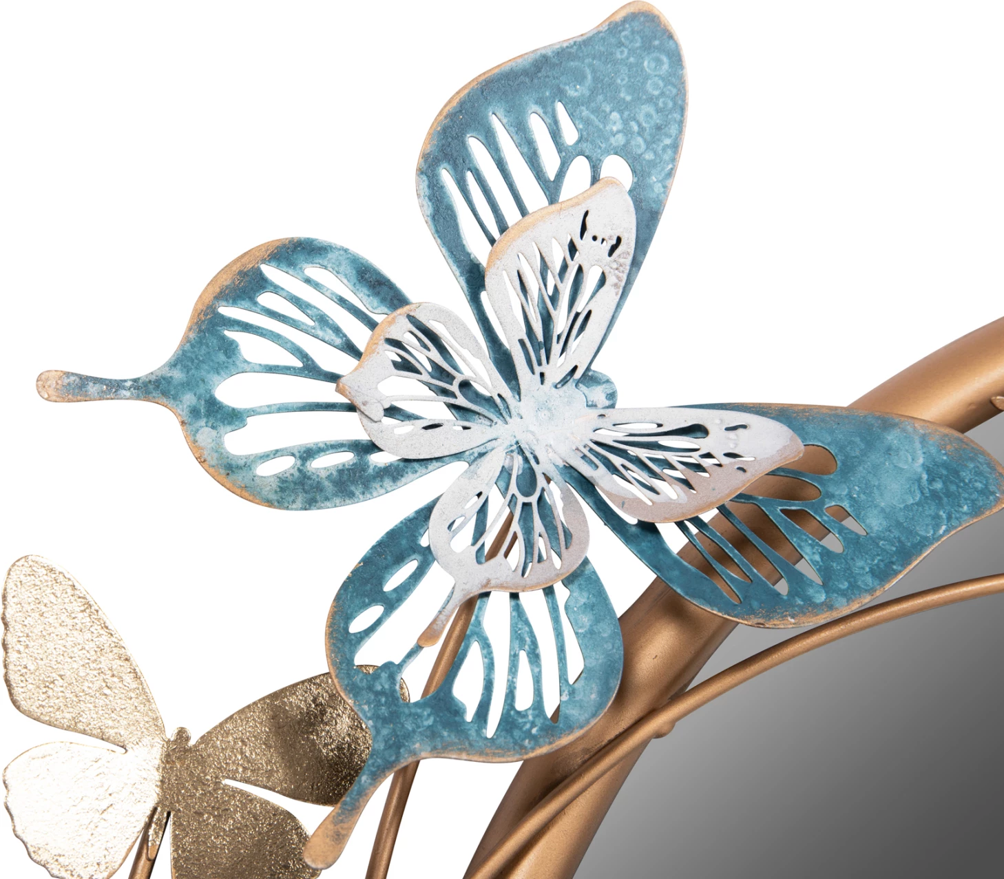 Pasqyrë muri rrumbullakët FH4213, metalike, ari-e gjelbër-e kaltër, 62x6.5x56H cm