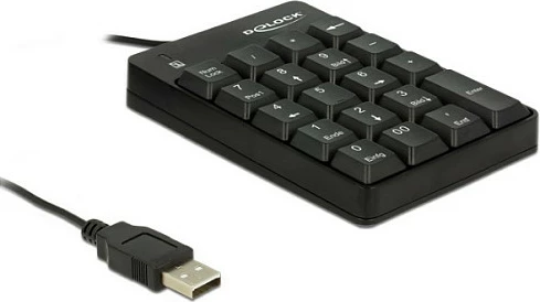 Tastierë numerike DeLOCK, USB, 19 taste, kabllo 1.5 m, e zezë