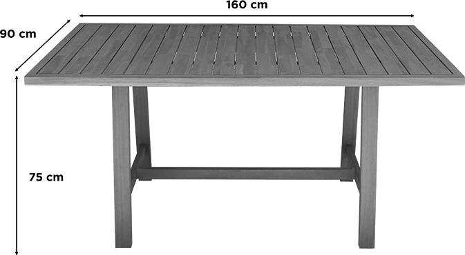 Set tavoline me karrige për terasë Malibu, dru akacie masive, 5 pjesë, 160x90x75cm, ngjyrë natyrale/bezhë