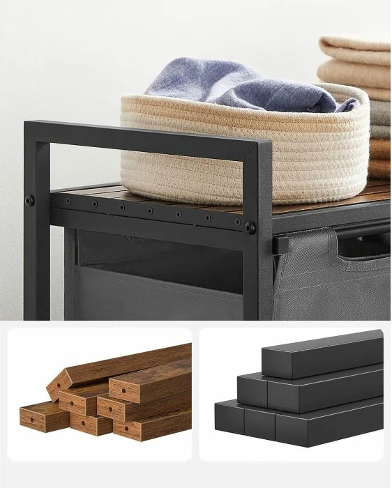 Shportë rrobash VASAGLE BLH201G01, 2 ndarje 92 L, me raft, e zezë