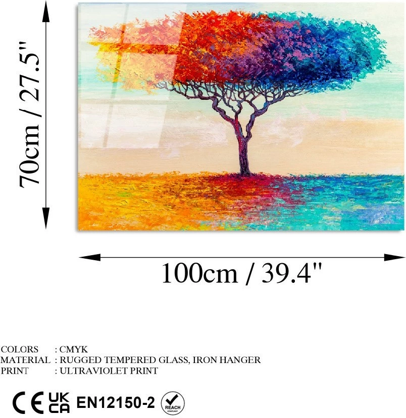 Pikturë dekorative prej xhami të temperuar, shumëngjyrëshe, Wallity UV-769, 70x100cm