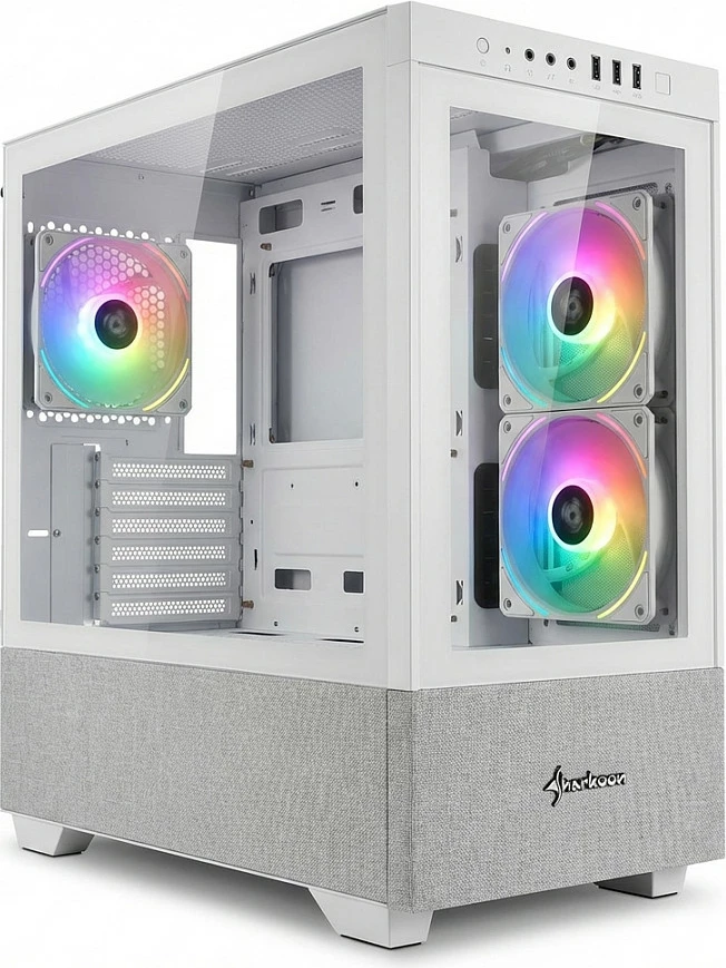 Kasë Sharkoon MK7 ARGB, mATX, 2x Xham, e bardhë