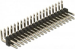 Konektor Pin Header DeLOCK 2x20 (40 pin), 2.54 mm, i përkulur, 5 copë, i zi/metalike
