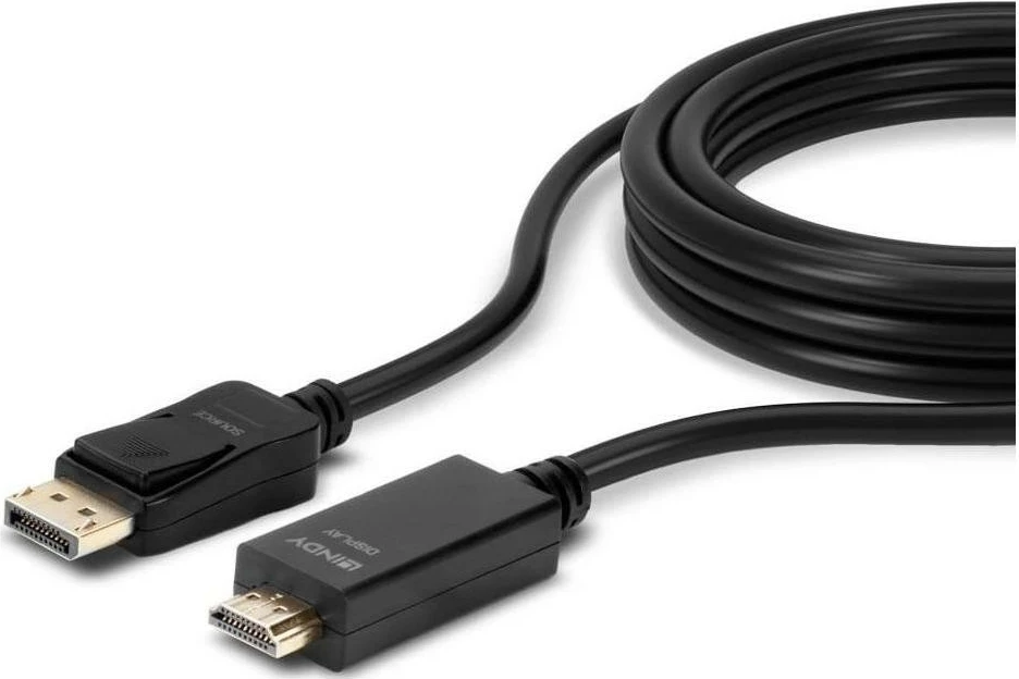 Kabëll Lindy DisplayPort/HDMI, 2m, 4K, i zi