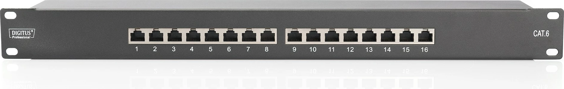 Patchpanel Digitus 16-portë Cat6, 1U, i zi