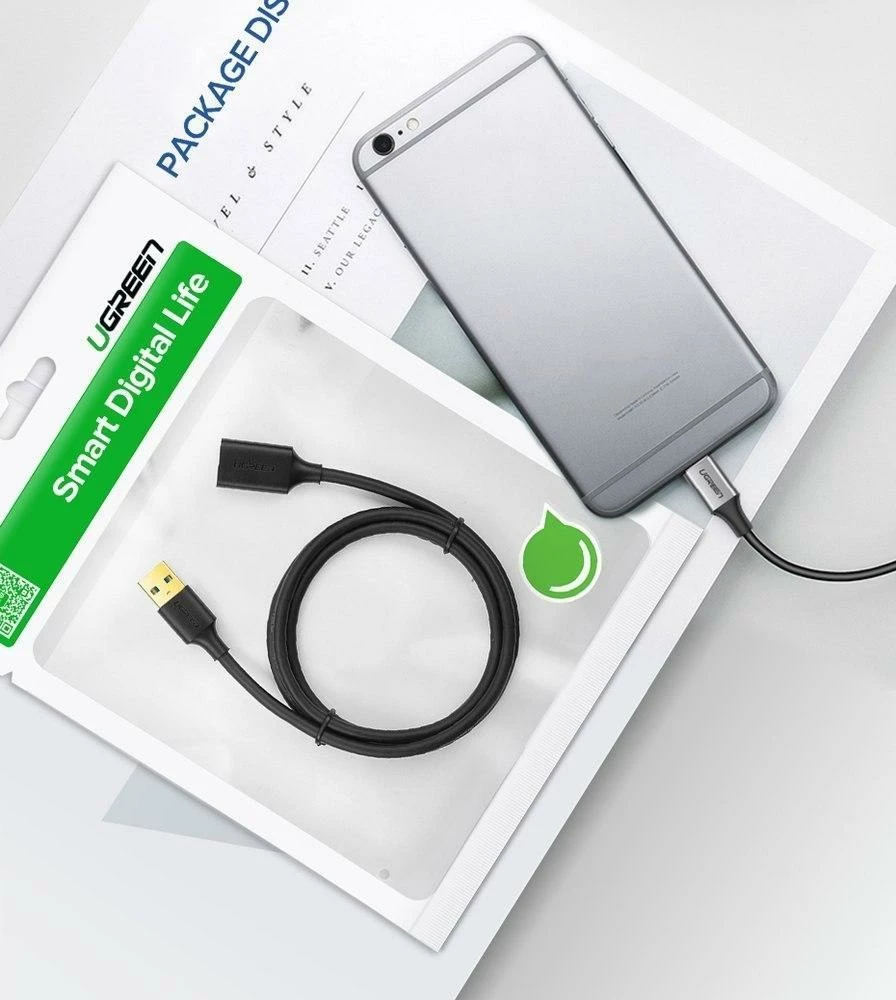 Kabllo zgjatëse USB-A Ugreen US129 USB 3.0 1.5 m Male-Female, e zezë