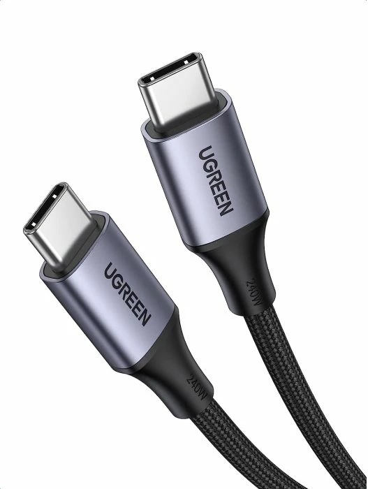 Kabllo karikimi USB-C në USB-C UGREEN 90440, 2 m, 240 W, PD 3.1, gri/zezë