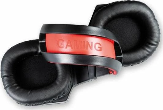 Kufje gaming Savio Forge, me mikrofon, me kabllo, 3.5 mm + USB, ndriçim i kuq