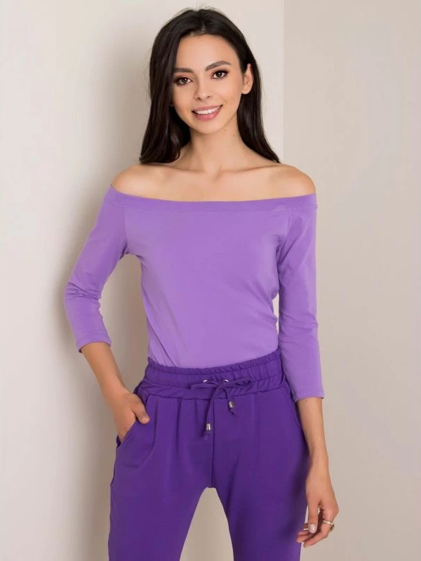 Bluzë off-the-shoulder për femra BASIC FEEL GOOD, vjollcë