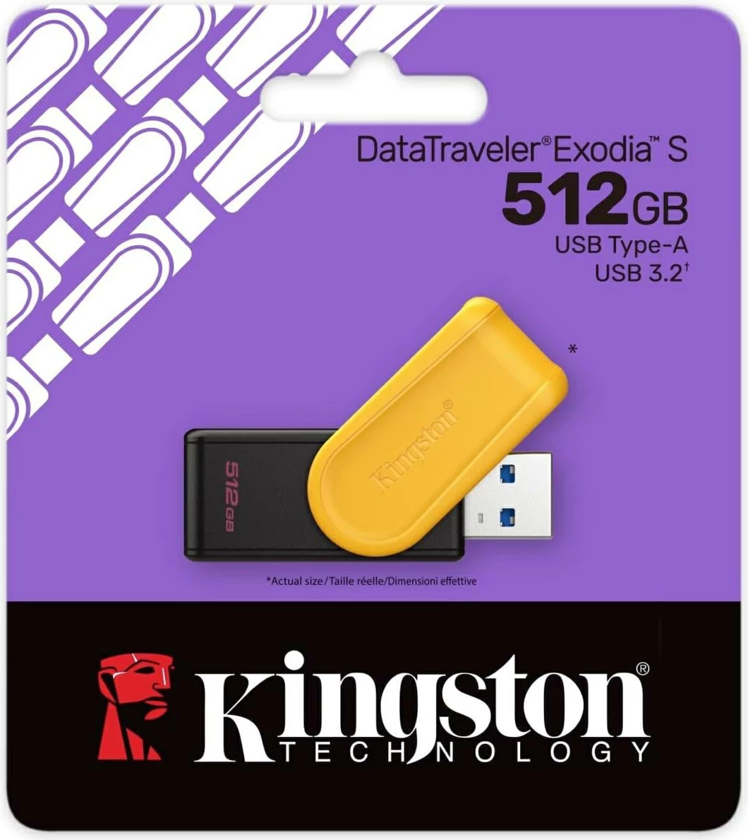 USB Kingston DataTraveler Exodia S 512GB, USB 3.2, zi/verdhë