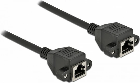 Kabllo zgjatëse rrjeti DeLOCK Cat.6A S/FTP, RJ45 femër-femër, 0.5 m, e zezë