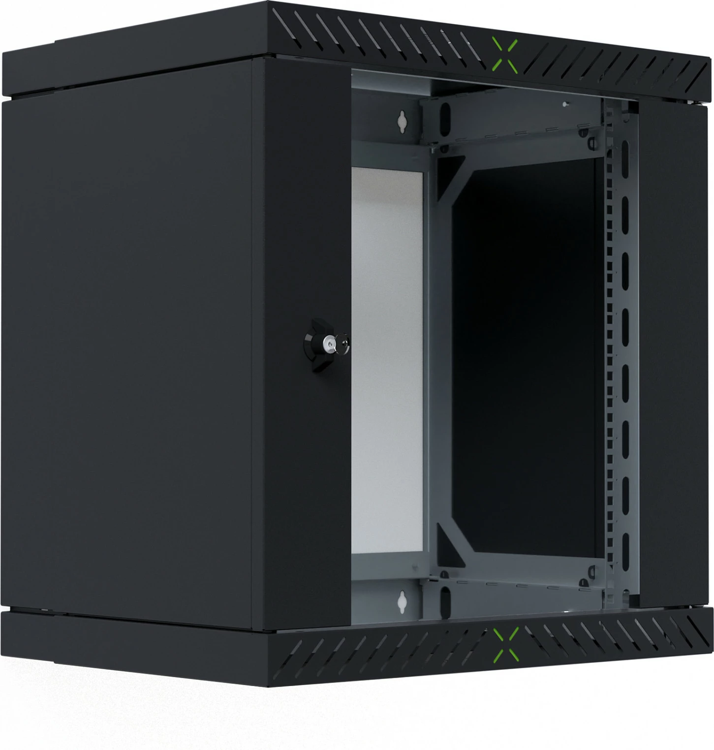 Kabinet rrjeti EFB Elektronik WGX-1206TS.G1, 12U, 19", montim në mur, 60 kg, derë xhami, me kyç, i zi