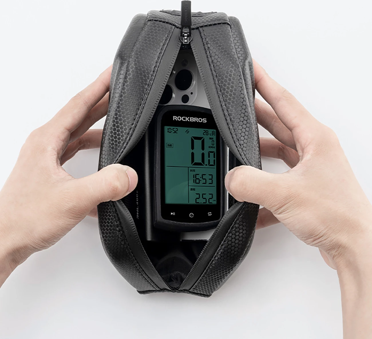 Çantë biçiklete Rockbros 3012011501, 1.4L, e zezë, për tub të sipërm